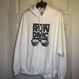 Gildan Unisex White Hoodie With RUN DMC Graphic XL